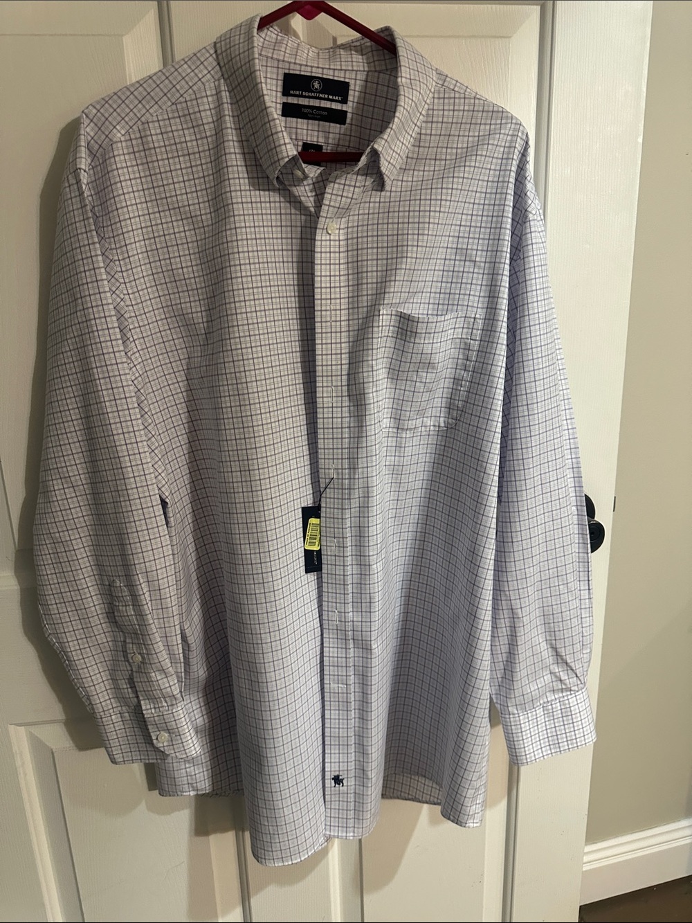 Light Blue and White Windowpane Dress Shirt